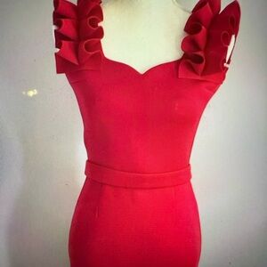 Elegant Red Ruffle Dress